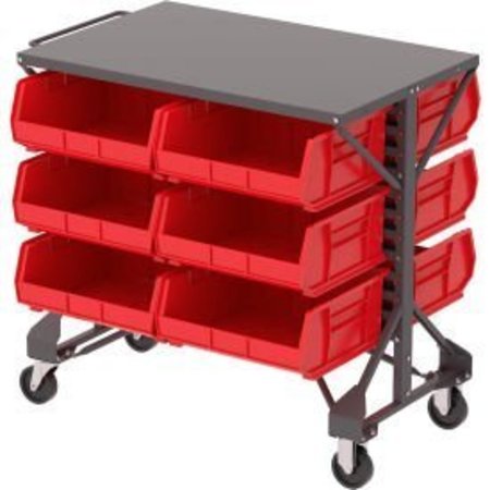 AKRO-MILS Akro-Mills Shelf-Top Bin Cart - 38-1/2 x24x36-1/2" - (12) 16-1/2 x14-3/4 x7" Bins - Red B2065749